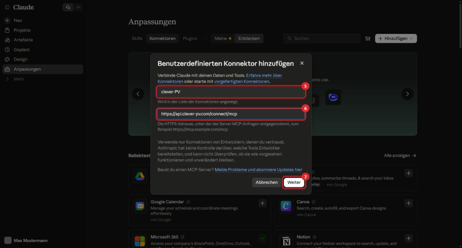 Enter name and MCP server URL