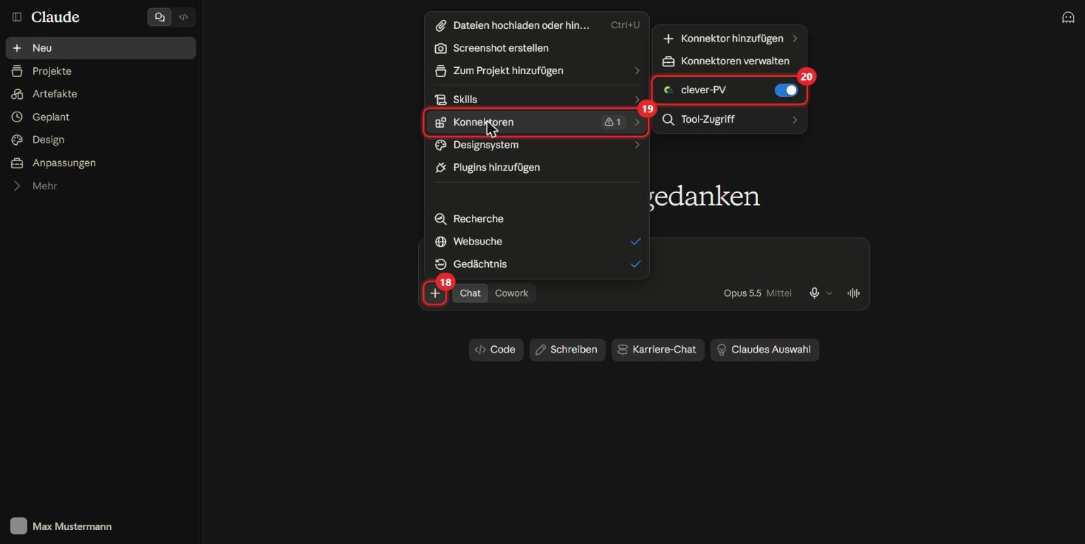 Switch on clever-PV in the chat